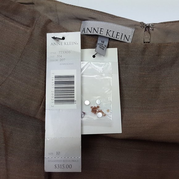 NEW Anne Klein Rhinestone Pencil Skirt, Women's Size 10, Brown Linen Blend - Picture 3 of 5